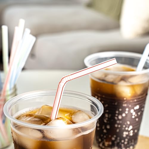 Modern Basics Disposable Striped Plastic Flex Straws, BPA Kit