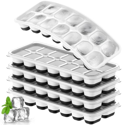 Eco-Friendly Ice Cube Tray 5 Pack, Stackable Silicone Ice Cube Set