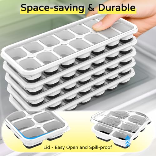 Eco-Friendly Ice Cube Tray 5 Pack, Stackable Silicone Ice Cube Set