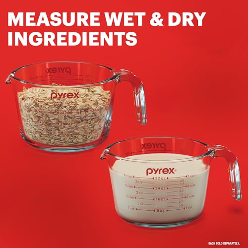 Classic Pyrex Essentials (3-Pack) Glass Measuring Cups Set, (1, 2 & for Daily Use